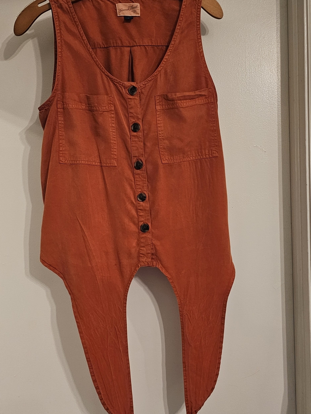 Universal Thread Rust Orange Button-Front Tank Top With Front Tie